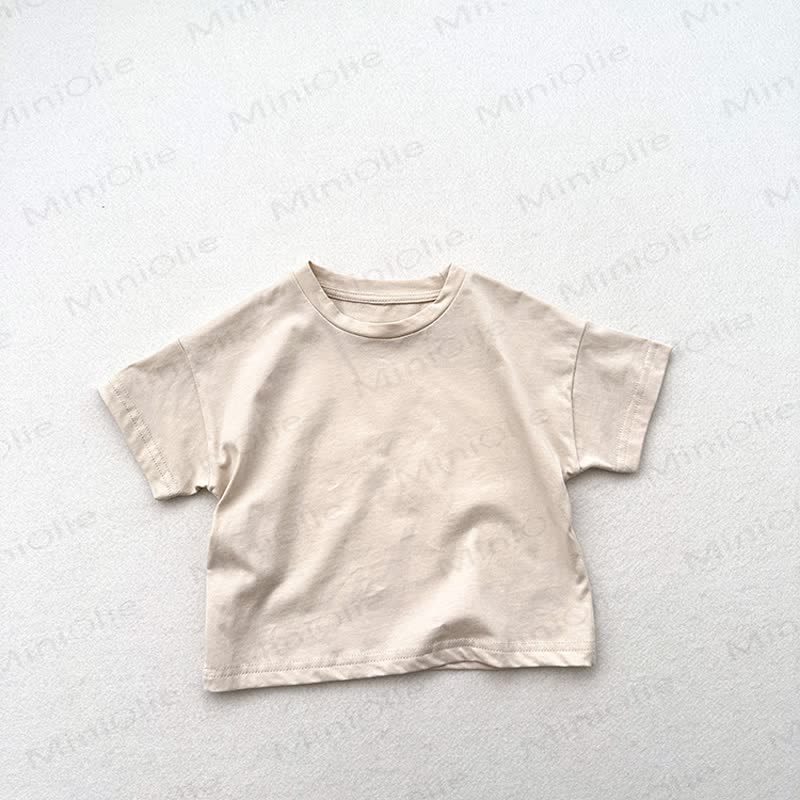 Toddler Solid Color Crew Neck Summer T-shirt - Beige - 6-7T - image 6