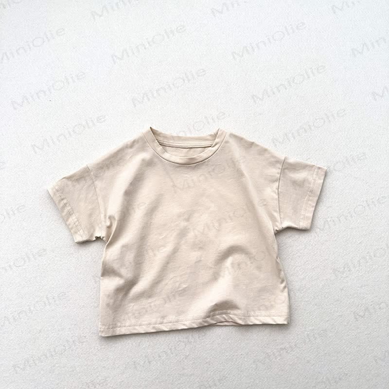 Toddler Solid Color Crew Neck Summer T-shirt - Beige - 6-7T - image 6