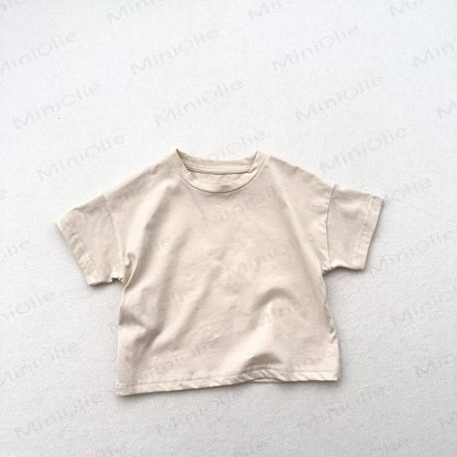 Toddler Solid Color Crew Neck Summer T-shirt - Beige - 6-7T - image 6