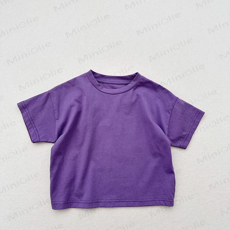 Toddler Solid Color Crew Neck Summer T-shirt - Purple - 6-7T - image 5