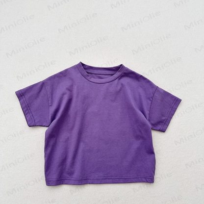 Toddler Solid Color Crew Neck Summer T-shirt - Purple - 6-7T - image 5