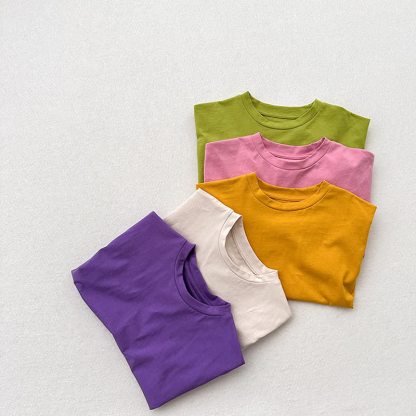 Toddler Solid Color Crew Neck Summer T-shirt - image 7