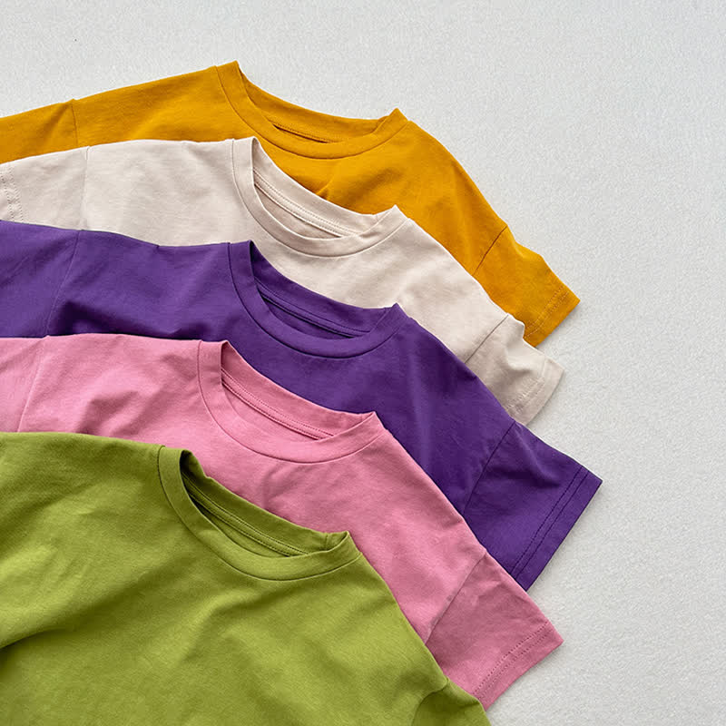 Toddler Solid Color Crew Neck Summer T-shirt - image 8