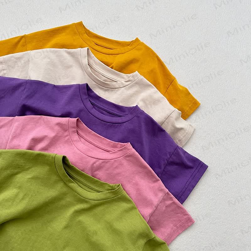 Toddler Solid Color Crew Neck Summer T-shirt - image 8