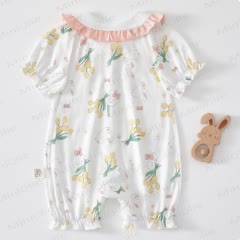 Baby Animal/Floral Peter Pan Collar Romper - image 4