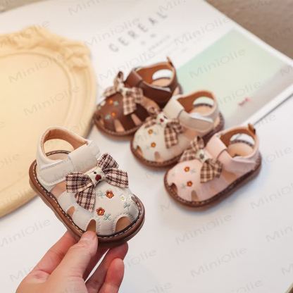Toddler Bow Embroidered Sandals - image 1