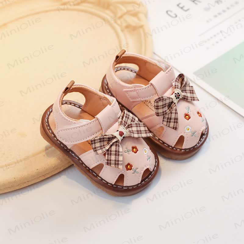Toddler Bow Embroidered Sandals - Pink - 6C - image 4