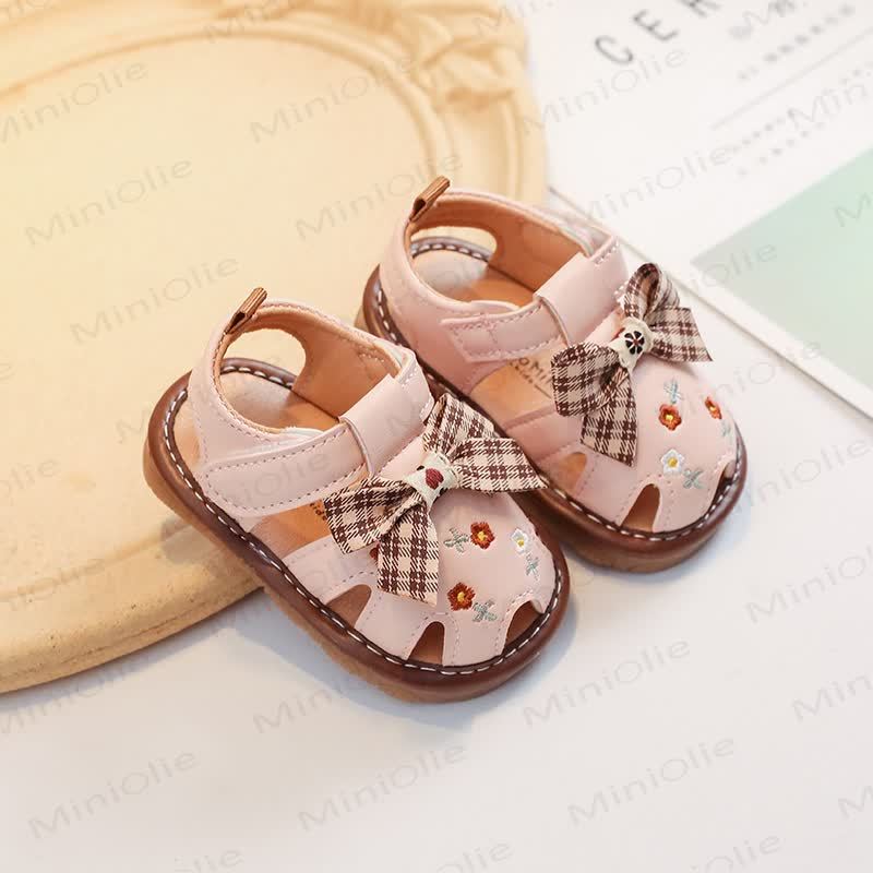 Toddler Bow Embroidered Sandals - Pink - 6C - image 4