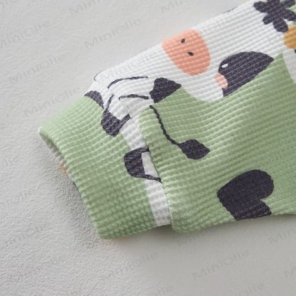 Baby Waffle Cute Dairy Cow Sweatshirt 2-piece Set - image 3