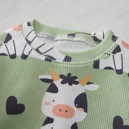 Baby Waffle Cute Dairy Cow Sweatshirt 2-piece Set - image 2