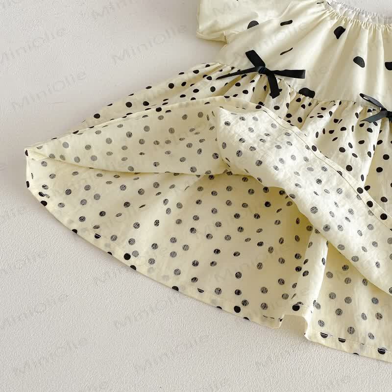 Toddler Girls Cotton Polka Dot Puff Sleeves Dress - image 7