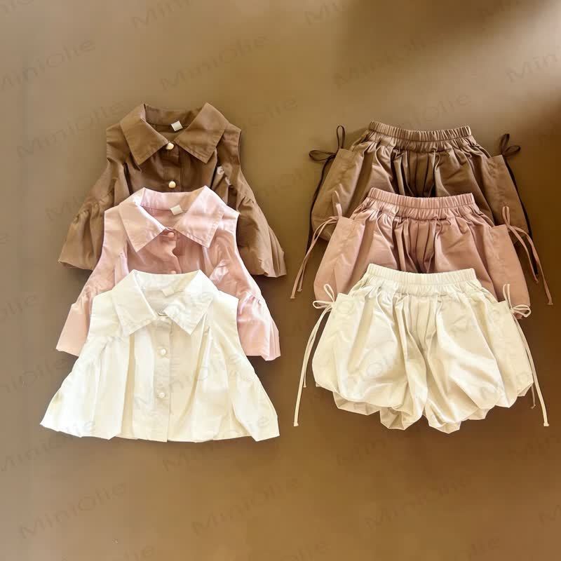 Baby Toddler Girls Cotton Tank Top and Shorts Solid Color Set - image 1
