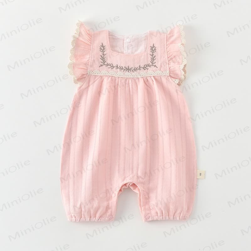 Baby Girl Lace Square-neck Romper - Pink - 18-24M - image 1