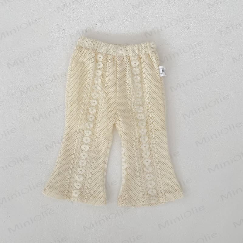 Baby Girls Lace Solid Beige Pants or Tank Top and Shorts Set - Beige - 3-4T - image 2