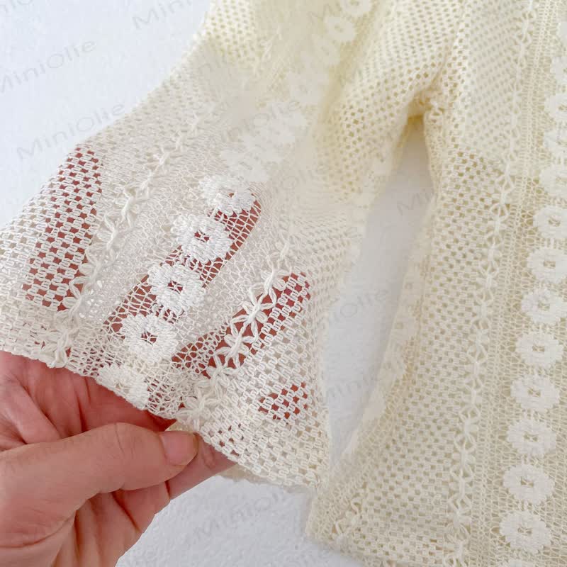 Baby Girls Lace Solid Beige Pants or Tank Top and Shorts Set - image 6