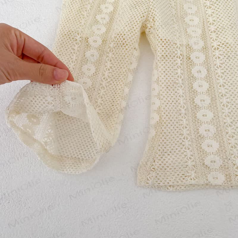 Baby Girls Lace Solid Beige Pants or Tank Top and Shorts Set - image 7