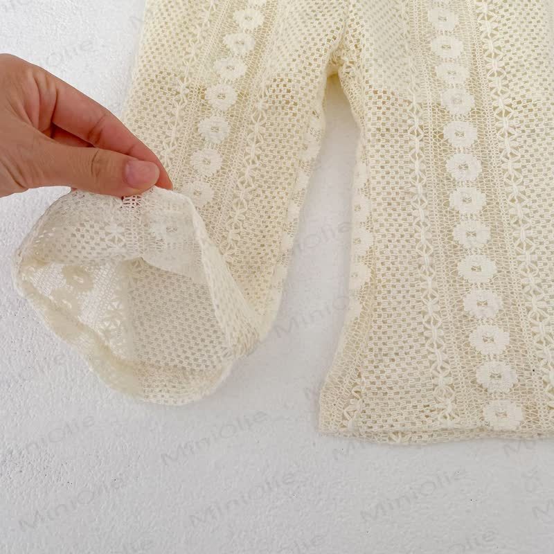 Baby Girls Lace Solid Beige Pants or Tank Top and Shorts Set - image 7