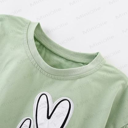 LOVELY Toddler Girl Green Heart Ruffle Sleeve Tee - image 2