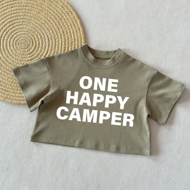 ONE HAPPY CAMPER Baby Summer Casual T-Shirt - Grey Green - 2-3T - image 2