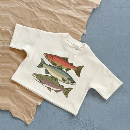 Baby Fish Summer Casual T-Shirt - White - 2-3T - image 1