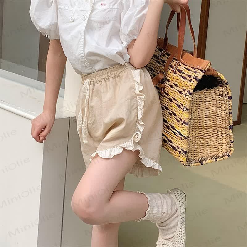 Toddler Soft Cotton Floral Trim Shorts - image 6