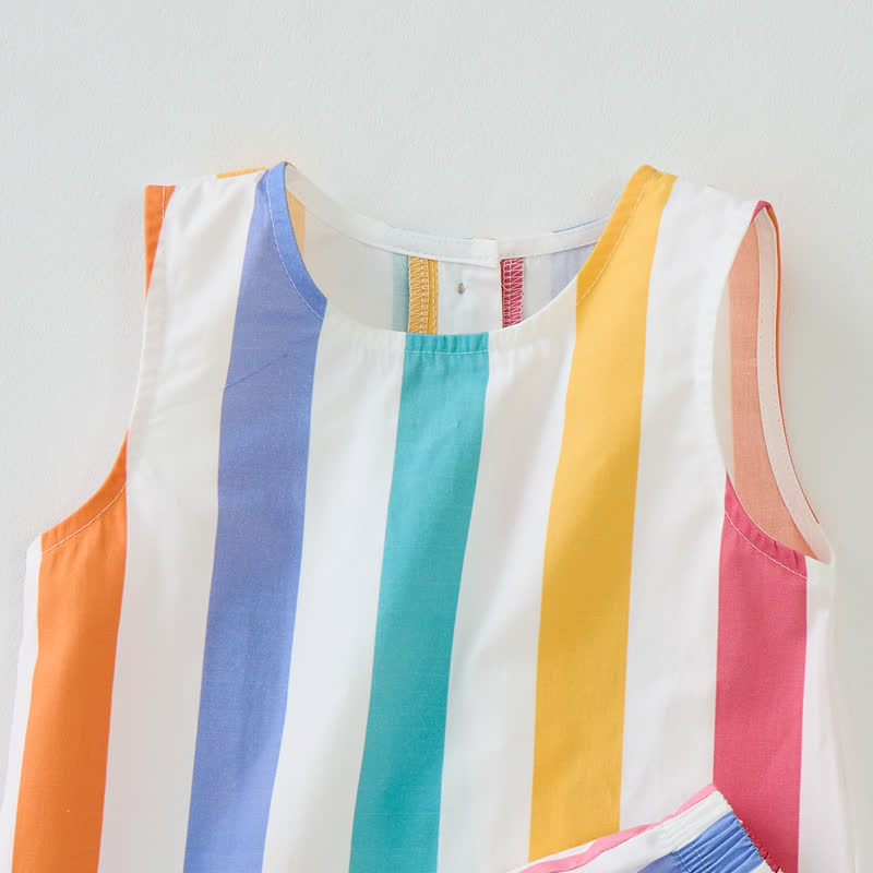 Baby Toddler White Vertical Stripes Sleeveless 2-piece Set - image 5