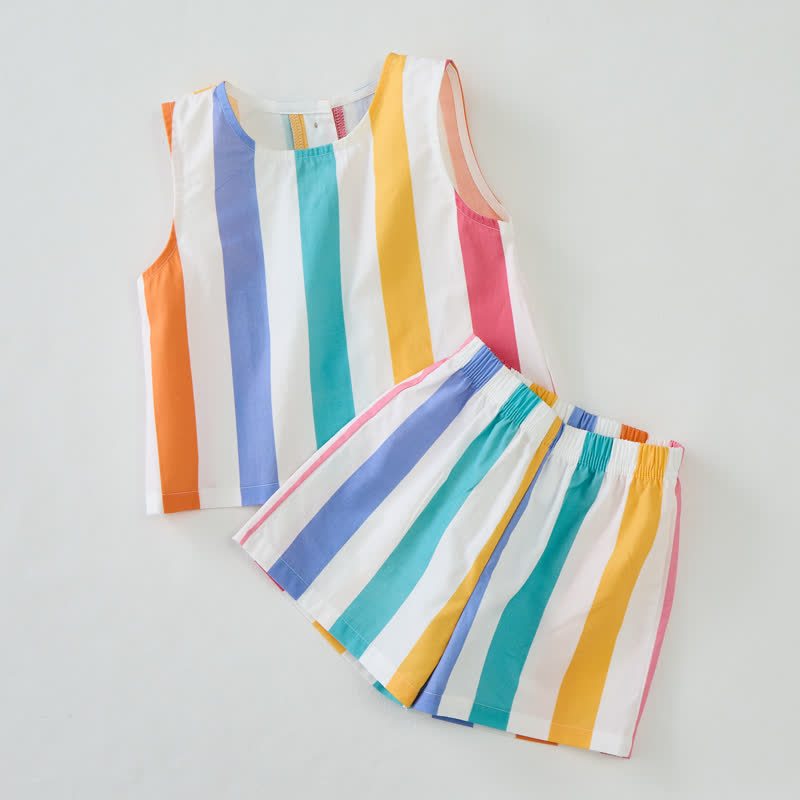 Baby Toddler White Vertical Stripes Sleeveless 2-piece Set - image 2