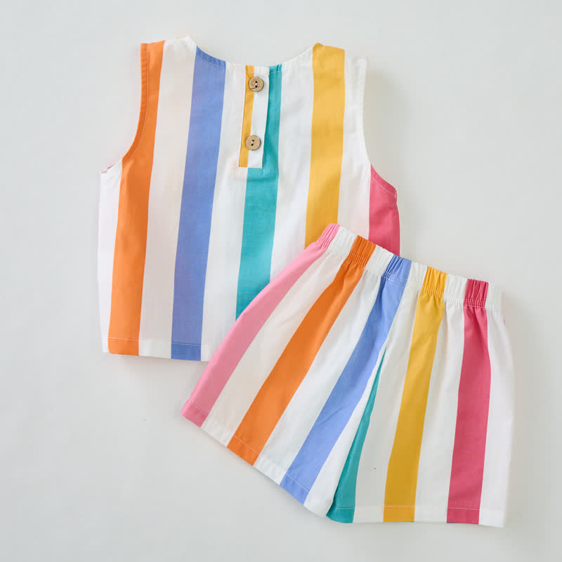Baby Toddler White Vertical Stripes Sleeveless 2-piece Set - image 3