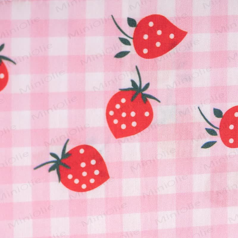 Toddler Girls Strawberry Print Pink Gingham Puff Sleeves Dress - image 5