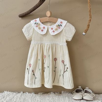 Baby Girls Apricot Floral Print Dress - Apricot - 2-3T - image 2