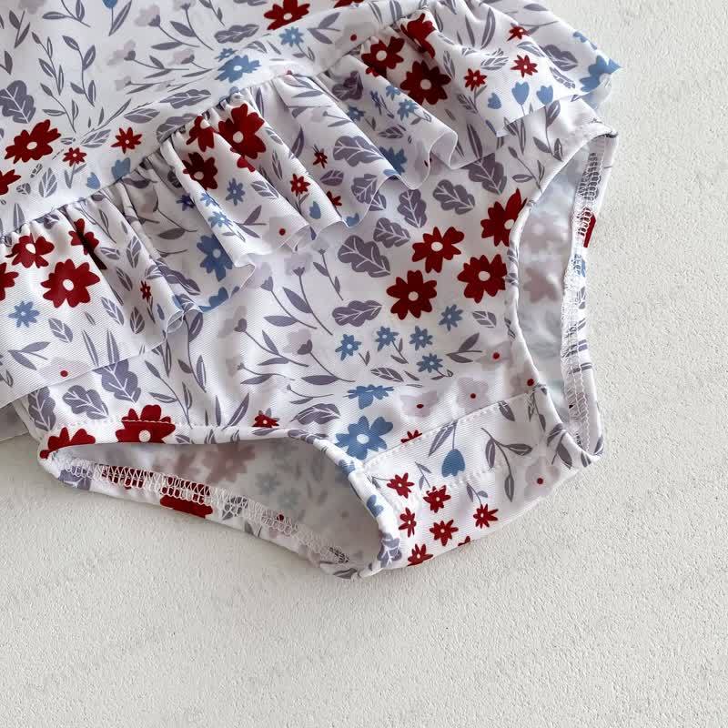 Baby Floral Ruffle One-piece Swimsuit With Hat - image 5