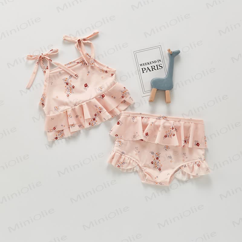 Baby Flower/Lemon Ruffle Strap Swimsuit - Pink Flower - 2-3T - image 2