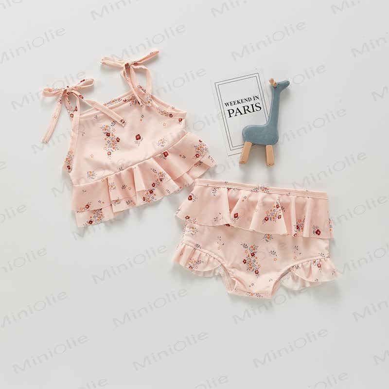 Baby Flower/Lemon Ruffle Strap Swimsuit - Pink Flower - 2-3T - image 2