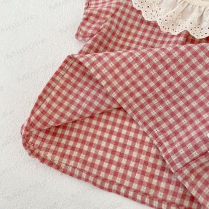Baby Girls Pink Gingham Lace Top and Shorts Set - image 5