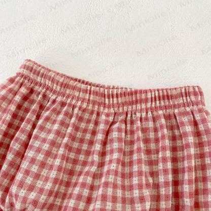 Baby Girls Pink Gingham Lace Top and Shorts Set - image 6