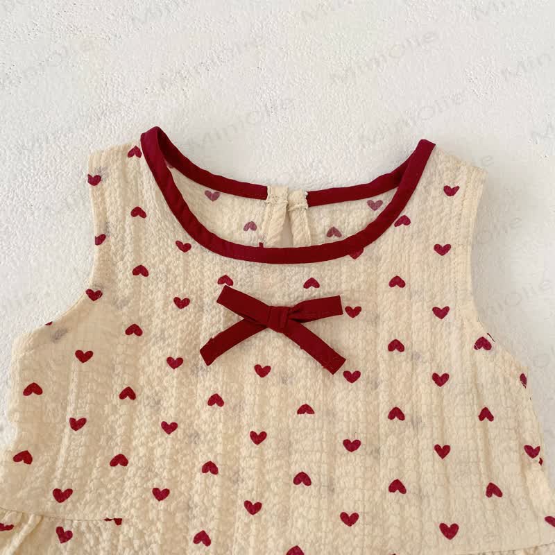 Toddler Girls Heart Print Bow Tank Top and Shorts Set - image 3
