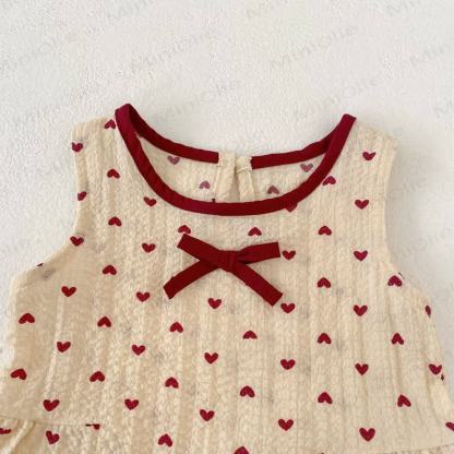 Toddler Girls Heart Print Bow Tank Top and Shorts Set - image 3