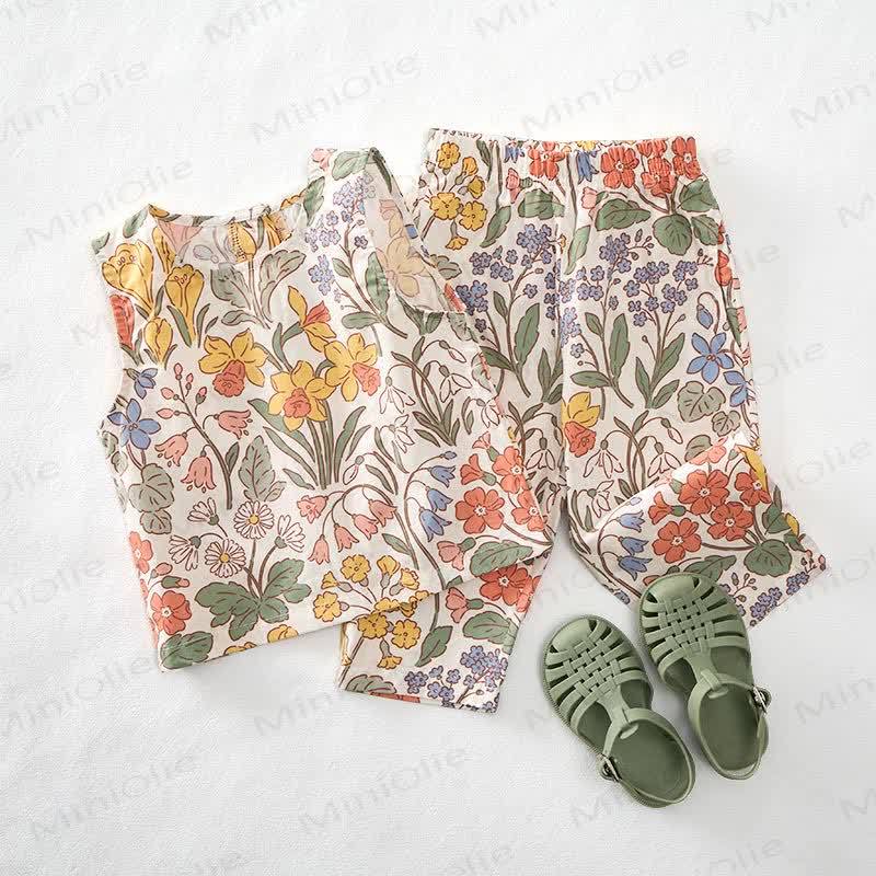 Baby Toddler Spring Flowers Sleeveless 2-piece Set - image 2