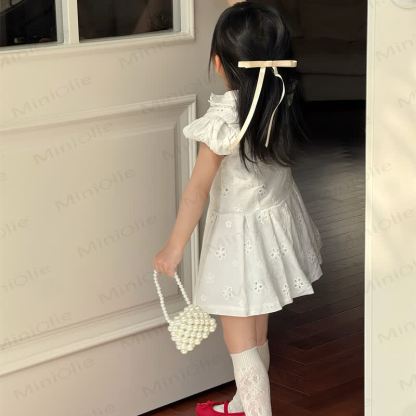 Toddler Girls Cotton Solid White Lace Dress - image 3