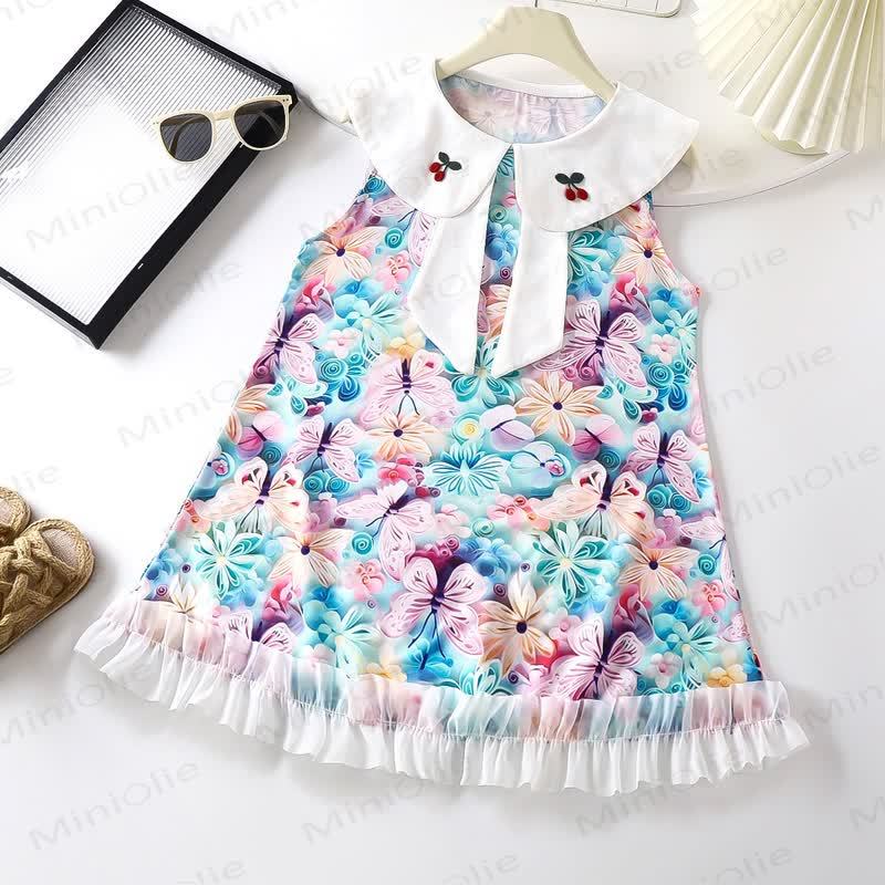 Toddler Kid Girls Butterfly Print Polyester Sleeveless Dress - Purple - 10-11T - image 2