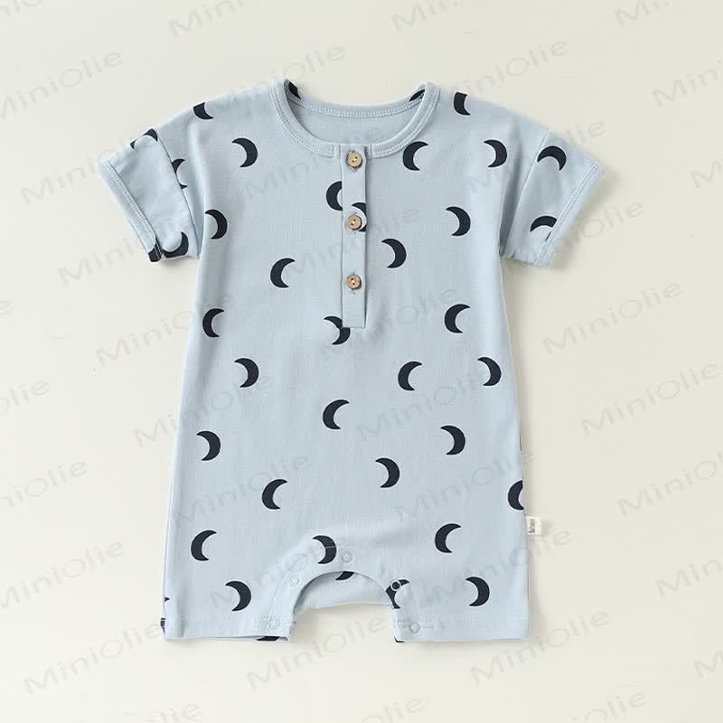 Baby Blue Moon Print Romper/Bodysuit/Tee - Short-sleeve Romper - 12-24M - image 1
