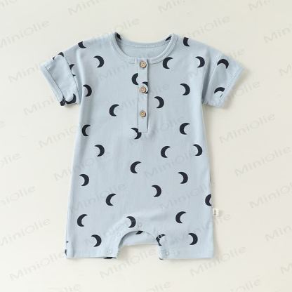 Baby Blue Moon Print Romper/Bodysuit/Tee - Short-sleeve Romper - 12-24M - image 1