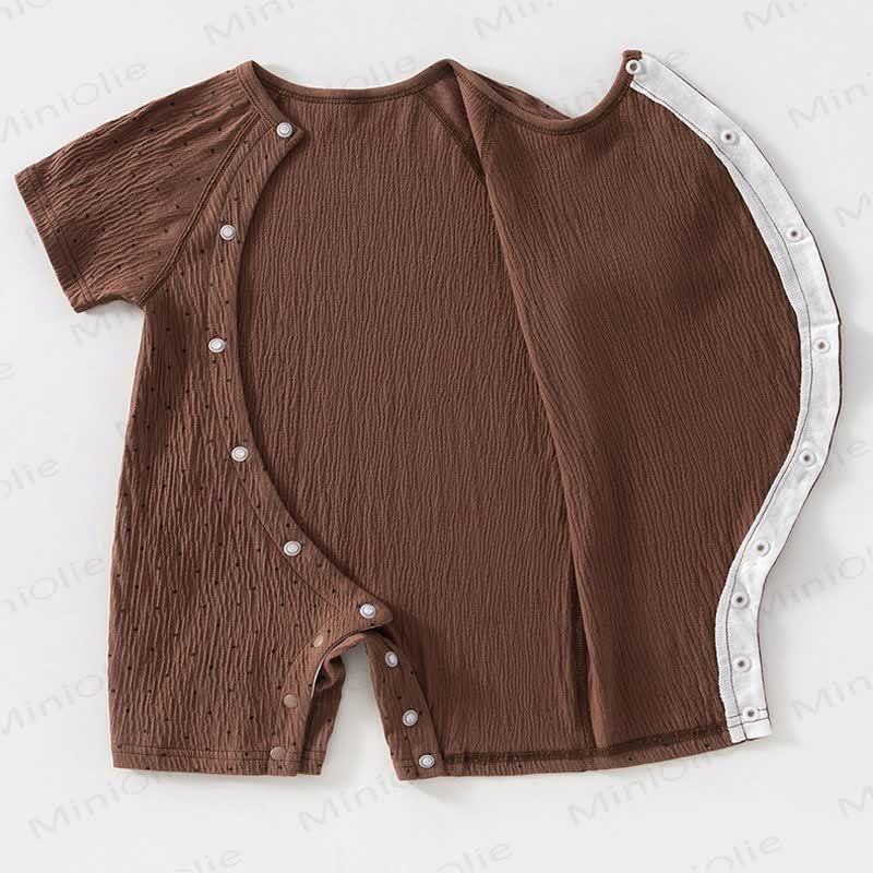 Baby Dot/Bear Front Placket Button Romper - image 5