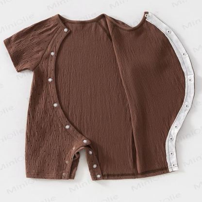 Baby Dot/Bear Front Placket Button Romper - image 5