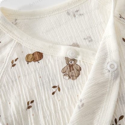 Baby Bowknot Dot/Bear Front Placket Button Romper - image 5