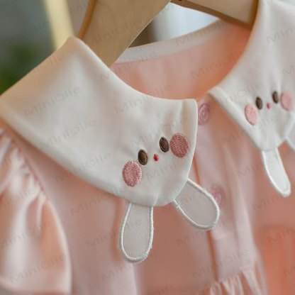 Toddler Girls Pink Cotton Rabbit Print Dress - image 4