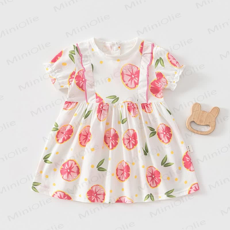 Baby Toddler Girls Cotton Dress - Red Grapefruit - 4-5T - image 5