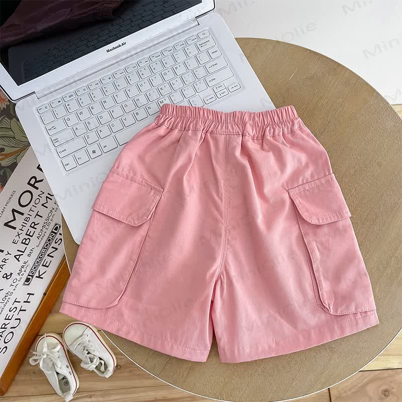 Toddler Cotton Solid Color Shorts - Pink - 8-9T - image 2