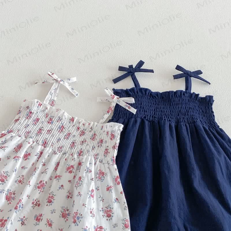 Baby Solid Color/Floral Strap Romper - image 6