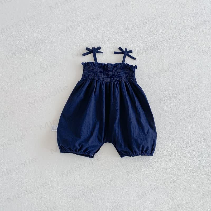 Baby Solid Color/Floral Strap Romper - image 4